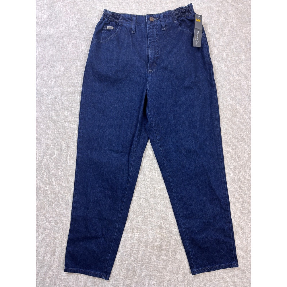 Lee Womens Tapered Leg Jeans Dark Indigo Side Elastic 10 Short 3506141 NEW